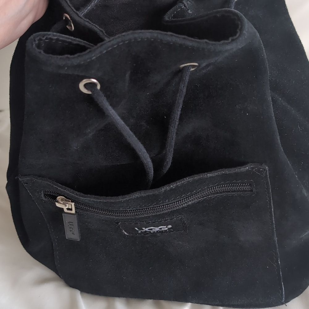 UGG Australia Nordie🖤 Black Shearling & Sueded Drawstring Mini Backpack NWOT - Picture 6 of 12
